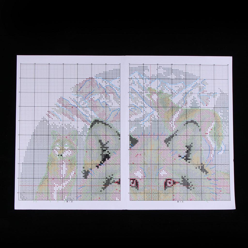Cross Stitch Stamped Kits Beginners - Gestempelte Kreuzstich-Sets Baumwolle Wolfsmuster Vorgedrucktes Stickerei-Set