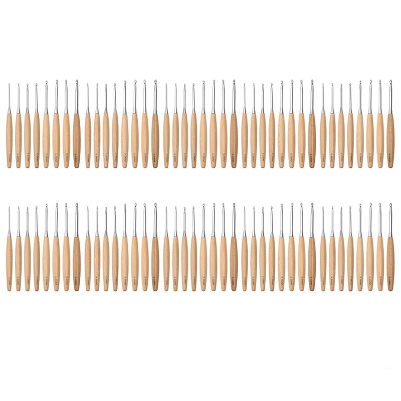 Wooden Crochet Hooks Ergonomic Handle - SEWS-80-teiliges Set Holzhäkelnadeln 3,0 mm-6,5 mm,