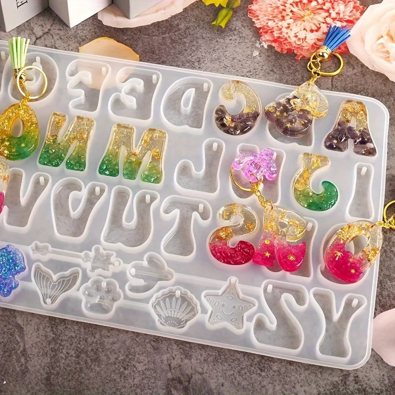 Silicone Epoxy Resin Molds Set - Silikonharzgussformen-Set mit umgekehrten Buchstaben in Form