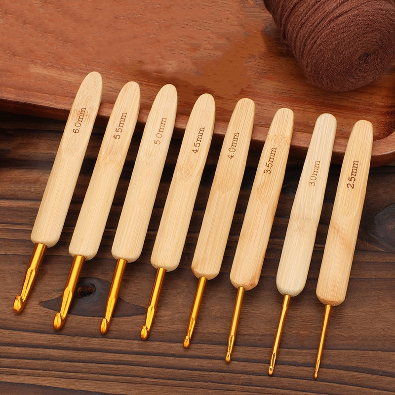 Wooden Crochet Hooks Ergonomic Handle - Häkelnadeln mit Bambus-Holzgriff, ergonomische Webnadeln, Basteln,
