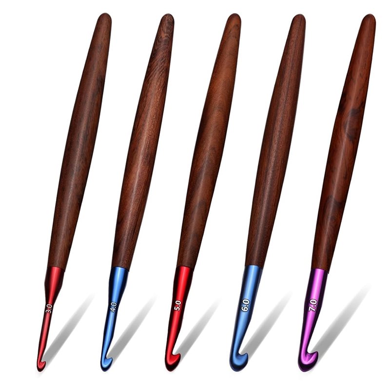 Wooden Crochet Hooks Ergonomic Handle - A59Z-Ergonomische Häkelnadeln mit Holzgriff für arthritische