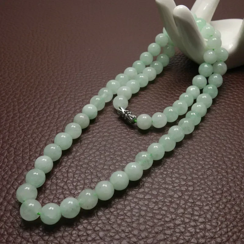 Beading - 8-10mm Grüne A-Smaragd-Perlenkette, Jade-Schmuck, Jadeit-Amulett, modisch,