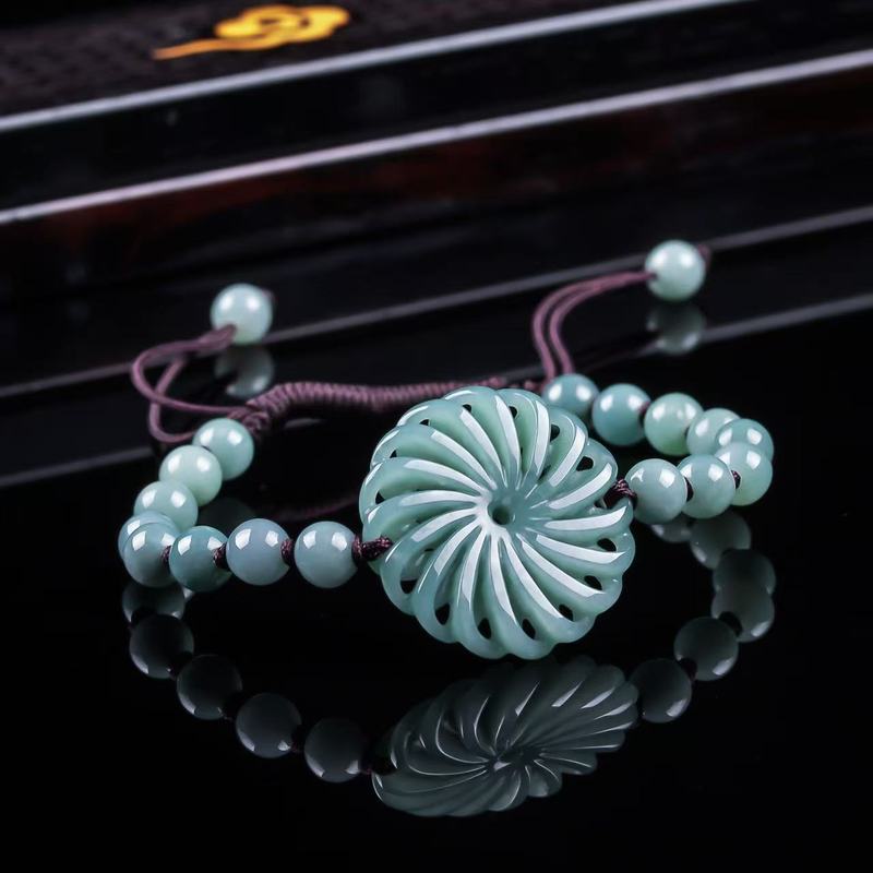 Beading - Natürlicher Jadeit A-Klasse, Glücksbringer, Echtes Rundperlen-Armband,