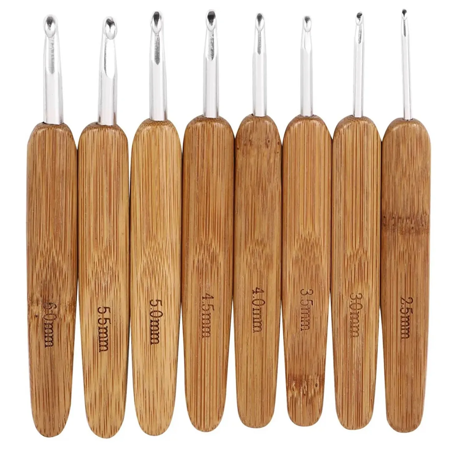 Wooden Crochet Hooks Ergonomic Handle - Handwerkliches Häkelnadel-Set aus Bambusholz – extra