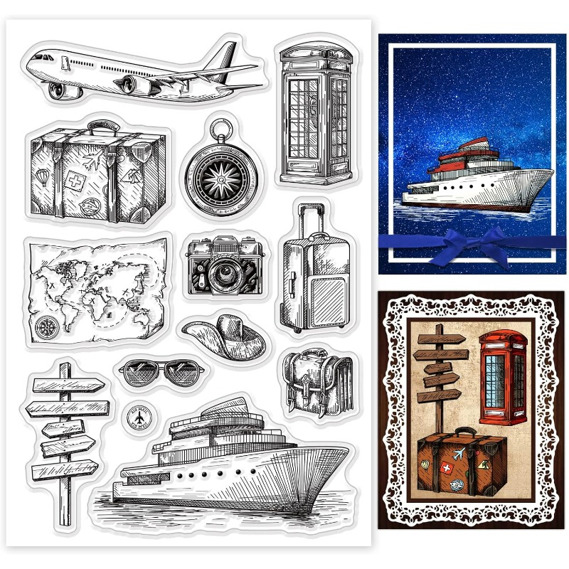 Clear Silicone Stamps For Card Making - Reise Silikon klarer Stempel Flugzeug Karte