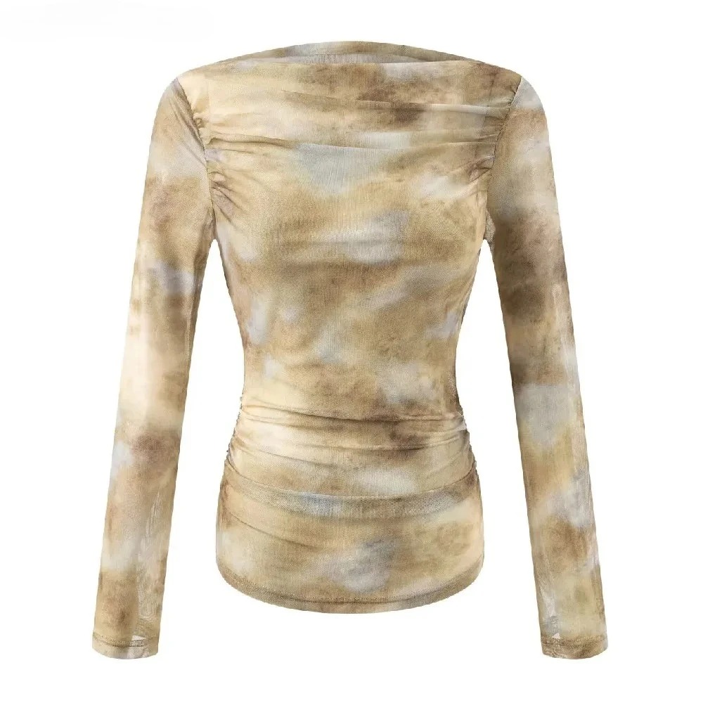 Embroidery - 2025 Sexy Tie-Dye-Print T-Shirt mit gerafften
