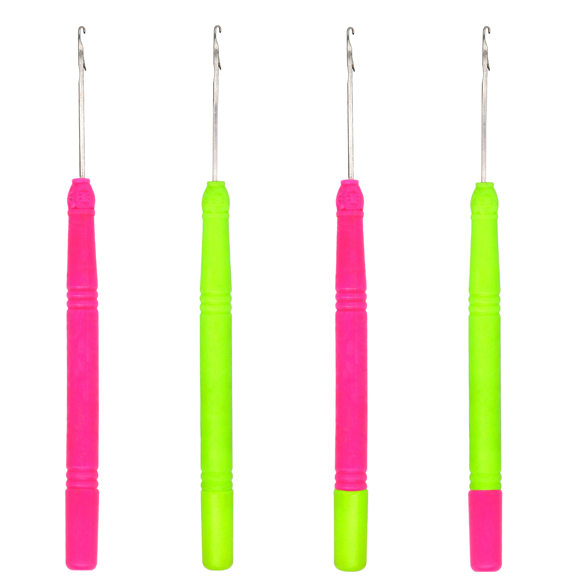 Wooden Crochet Hooks Ergonomic Handle - Häkelnadeln für Dreadlock-Flechtarbeiten, rosa Kunststoffgriff, grüner