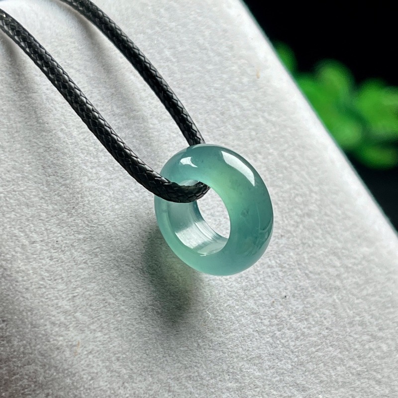 Beading - Natürlicher Smaragd Blauwasser Glücksperlen-Ring Anhänger Myanmar