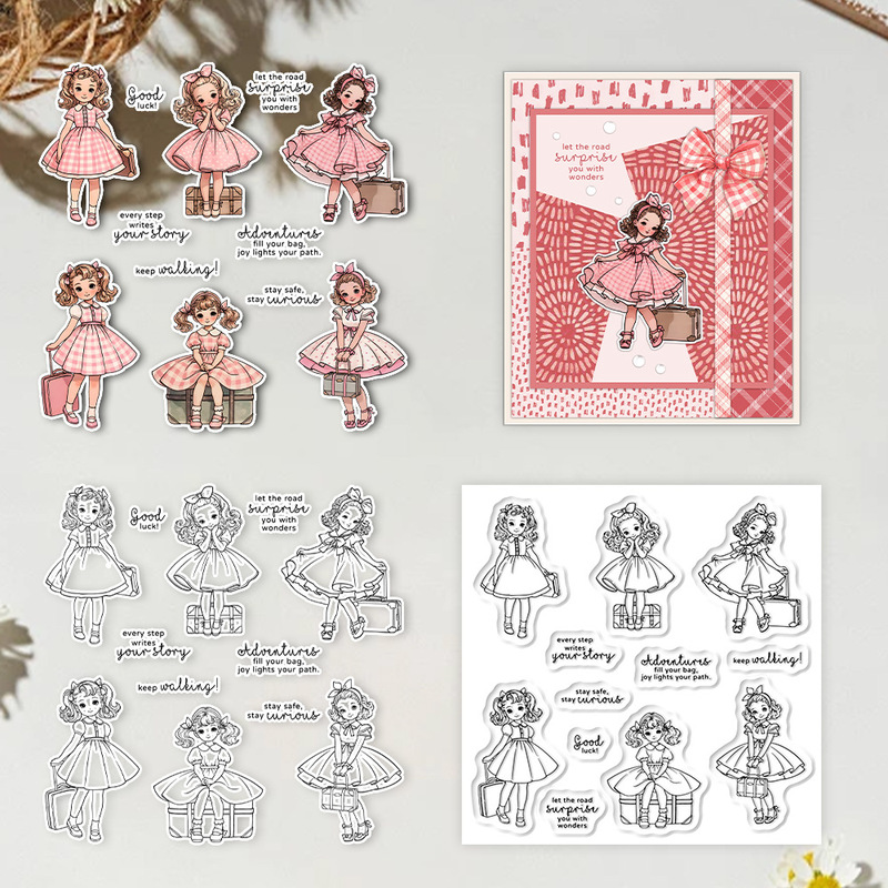 Clear Silicone Stamps For Card Making - Suncraft Clear Stamp „Lovely Traveling Little