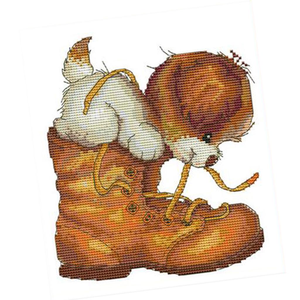 Cross Stitch Stamped Kits Beginners - Vorgedruckte Kreuzstich-Sets Tiermotiv-Stickerei-Set Komplettes Anfänger-Bastelset für