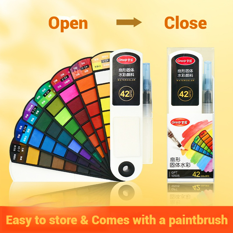 Watercolor Paint Set Solid Pigment - 18/24/42/60 Solides Aquarell-Pigment-Set, faltbar, für Reisen,