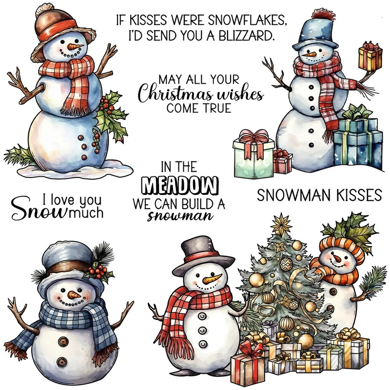 Clear Silicone Stamps For Card Making - Winter-Schneemann-Weihnachts-Stanzformen, transparenter Stempel, DIY-Scrapbooking, Metallstanzformen, Silikonstempel