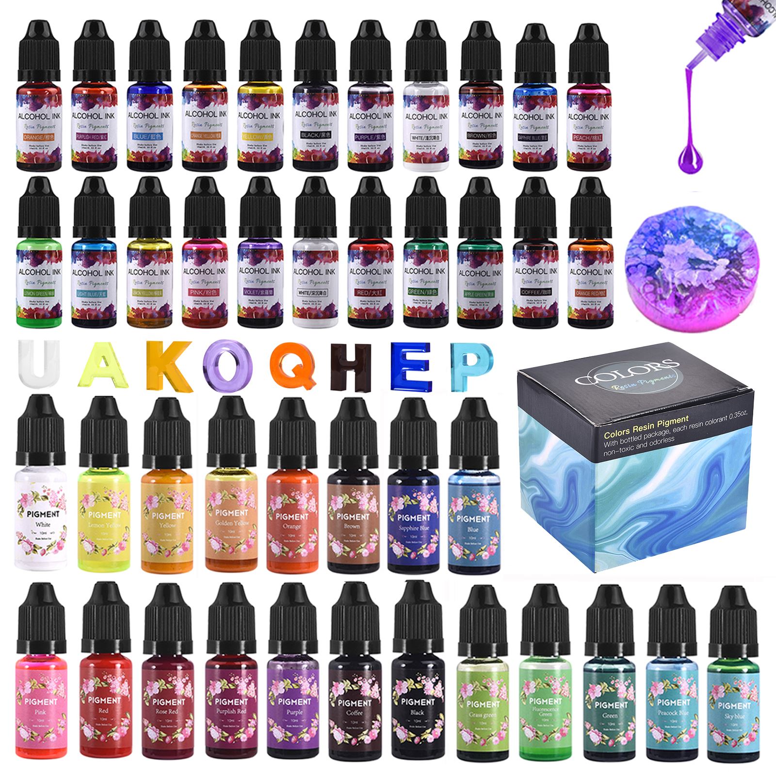 Silicone Epoxy Resin Molds Set - 1 Set Harz Pigment Kit Kunst