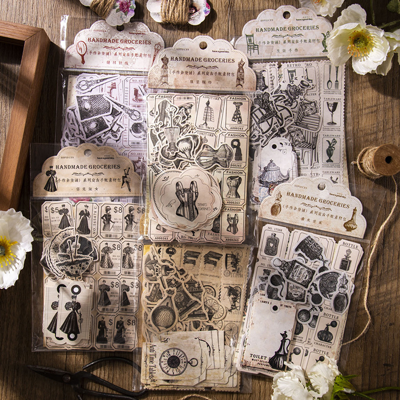 60 stücke Vintage Aufkleber Ma – Vintage Junk Journal Scrapbooking Paper Bewertung und Preis