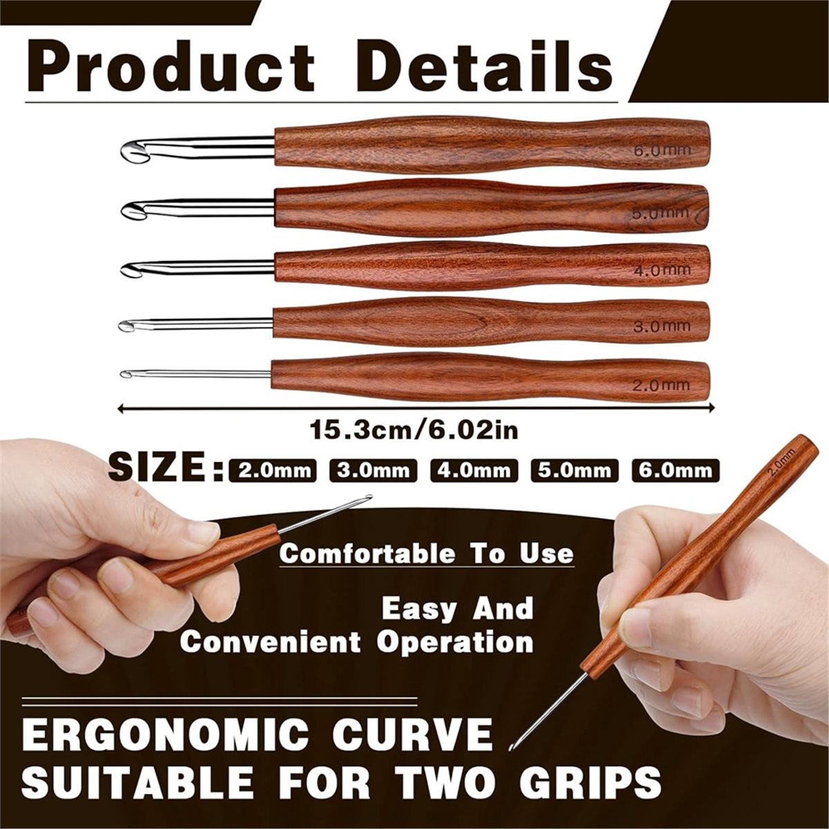 AT16 5-teiliges Häkelnadel-Set – Wooden Crochet Hooks Ergonomic Handle Bewertung und Preis