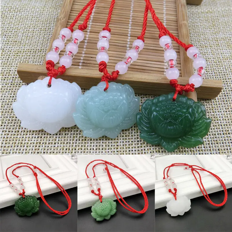 Natürliche grüne Jade-Lotus-An – Beading Bewertung und Preis