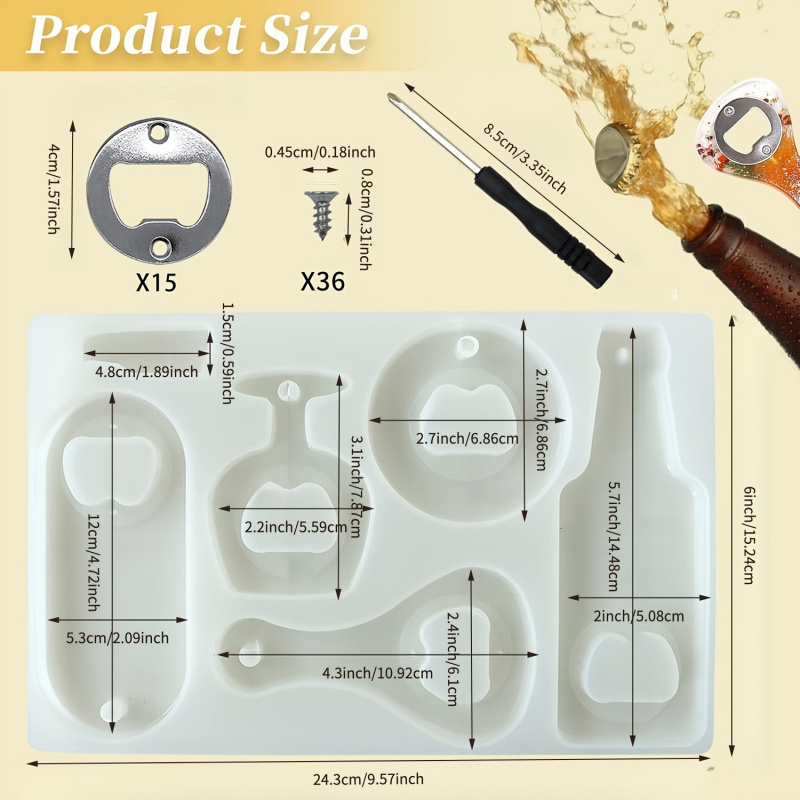 Flaschenöffner-Harzform, Bier- – Silicone Epoxy Resin Molds Set Bewertung und Preis