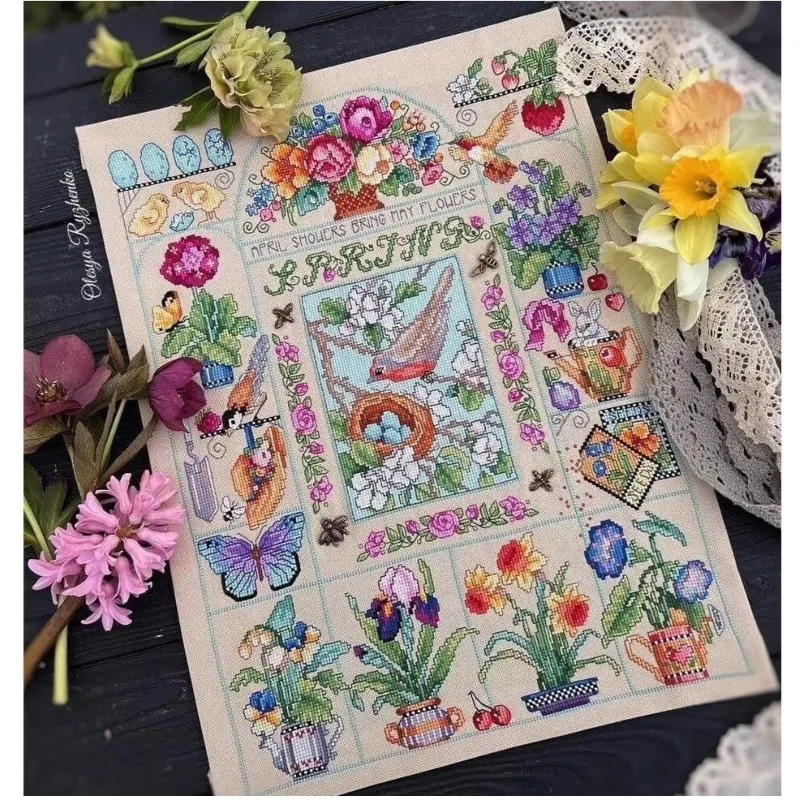 【CC2937 Frühlingsgarten】 Anfän – Cross Stitch Stamped Kits Beginners Bewertung und Preis
