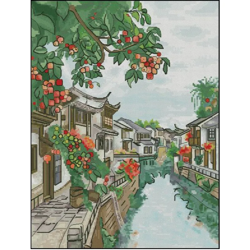 [[CC904-Water Town Jiangnan] D – Cross Stitch Stamped Kits Beginners Bewertung und Preis